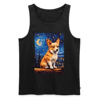 Corgi Starry Night - Männer Premium Bio Tank Top - Schwarz - Vorne - AI Model Male 178 light (178cm)