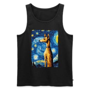 Lévrier italien Nuit étoilée - Débardeur bio Premium Homme - noir - Devant - Michal (187cm)