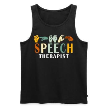 Speech Therapist American Sign Language Retro - Männer Premium Bio Tank Top - Schwarz - Vorne - Michal (187cm)