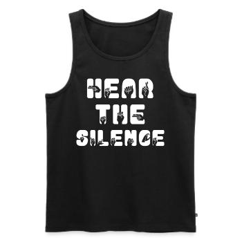 Hear The Silence Funny Sign Language ASL - Männer Premium Bio Tank Top - Schwarz - Vorne - Michal (187cm)