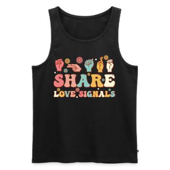 Positive Groovy American Sign Language ASL - Männer Premium Bio Tank Top - Schwarz - Vorne - Michal (187cm)