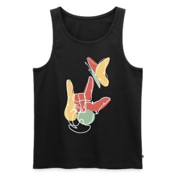 I Love You SIgn Language ASL Retro Boho Aesthetic - Männer Premium Bio Tank Top - Schwarz - Vorne - Michal (187cm)