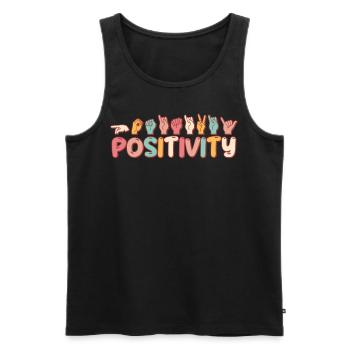 Positivity Groovy ASL Sign Language Teacher - Männer Premium Bio Tank Top - Schwarz - Vorne - Michal (187cm)