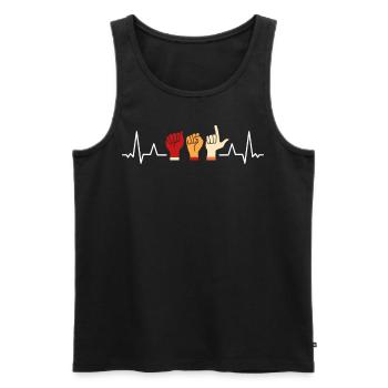 Retro ASL Sign Language Funny Heartbeat - Männer Premium Bio Tank Top - Schwarz - Vorne - Michal (187cm)
