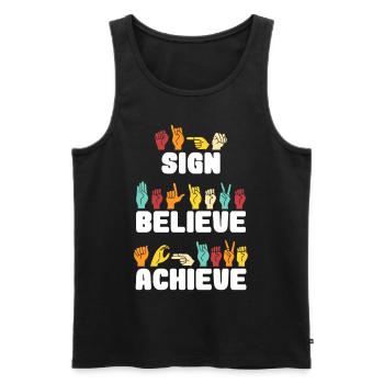 Sign Believe Achieve Retro Sign Language - Männer Premium Bio Tank Top - Schwarz - Vorne - Michal (187cm)