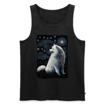 Samoyed Starry Night - Männer Premium Bio Tank Top - Schwarz - Vorne - AI Model Male 178 light (178cm)