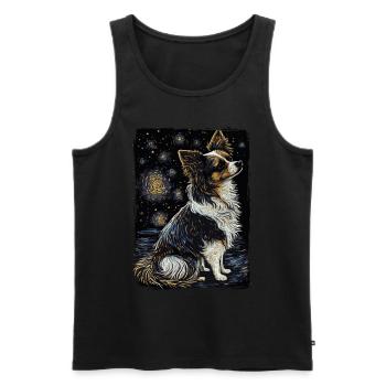 Papillon Hund Starry Night - Männer Premium Bio Tank Top - Schwarz - Vorne - AI Model Male 178 light (178cm)