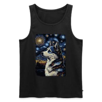 Husky Starry Night - Männer Premium Bio Tank Top - Schwarz - Vorne - AI Model Male 178 light (178cm)