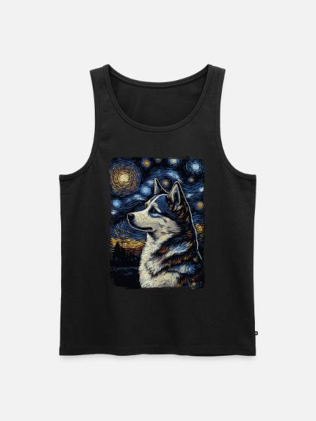 Husky Starry Night - Männer Premium Bio Tank Top - Schwarz