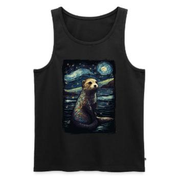 Loutre Nuit étoilée - Débardeur bio Premium Homme - noir - Devant - Michal (187cm)