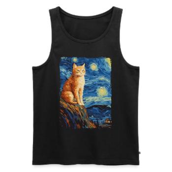 Cat Starry Night - Men's Premium Organic Tank Top - black - Front - AI Model Male 178 light (178cm)