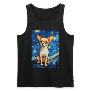 Chihuahua Nuit étoilée - Débardeur bio Premium Homme - noir - Devant - AI Model Male 178 light (178cm)