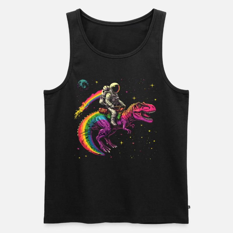 Astronaut reitet T-Rex Dinosaurier - Männer Premium Bio Tank Top - Schwarz