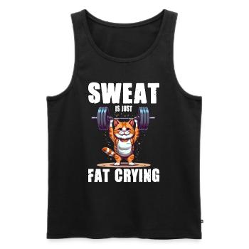 Lustige Katze Workout Sweat Is Just Fat Crying - Männer Premium Bio Tank Top - Schwarz - Vorne - Michal (187cm)