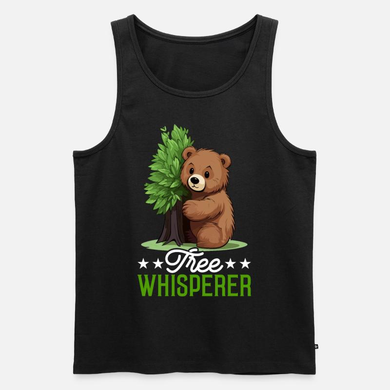 Tree Hugger Umweltschützer Bär - Männer Premium Bio Tank Top - Schwarz