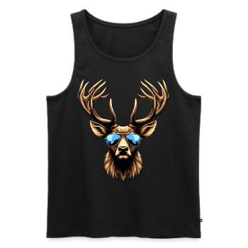 Hirsch T-Shirt Herren Trachtenshirt Jungen Tracht - Männer Premium Bio Tank Top - Schwarz - Vorne - Michal (187cm)