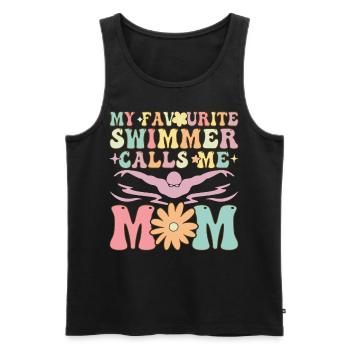 Schwimmen Mama Schwimmerin - Männer Premium Bio Tank Top - Schwarz - Vorne - Michal (187cm)