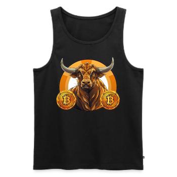 Retro Crypto Currency Bull Bitcoin Blockchain - Männer Premium Bio Tank Top - Schwarz - Vorne - AI Model Male 178 light (178cm)