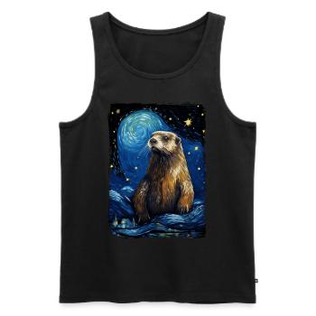 Loutre Nuit étoilée - Débardeur bio Premium Homme - noir - Devant - Michal (187cm)