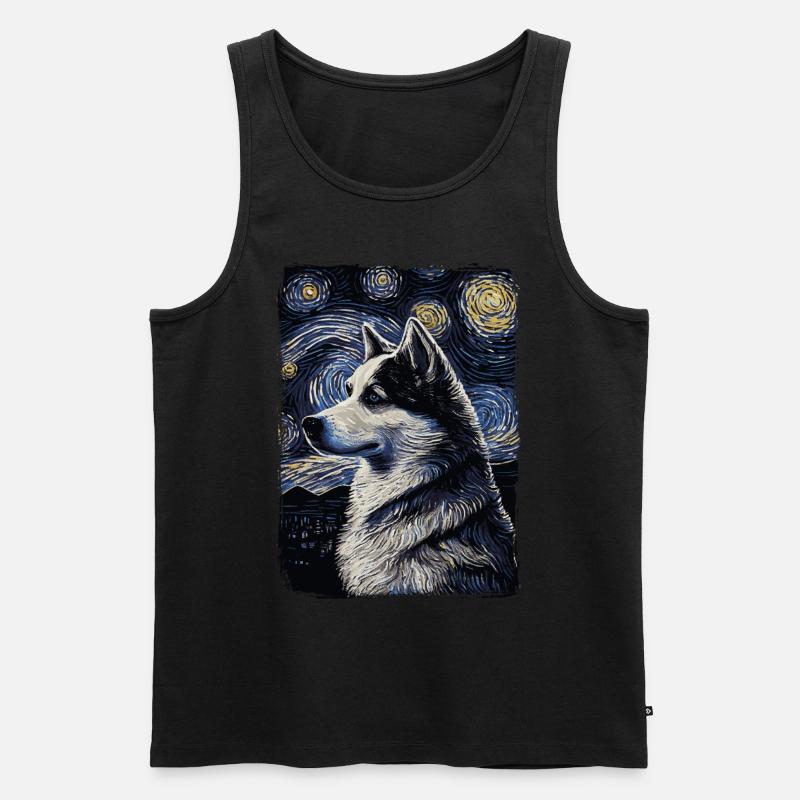 Husky Starry Night - Männer Premium Bio Tank Top - Schwarz