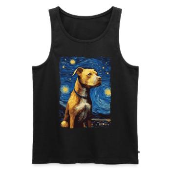 Pitbull Dog Starry Night - Men's Premium Organic Tank Top - black - Front - AI Model Male 178 light (178cm)