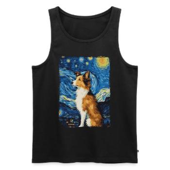 Shetland Shepherd Starry Night - Men's Premium Organic Tank Top - black - Front - Michal (187cm)