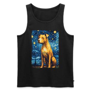 Pitbull Dog Starry Night - Men's Premium Organic Tank Top - black - Front - AI Model Male 178 light (178cm)