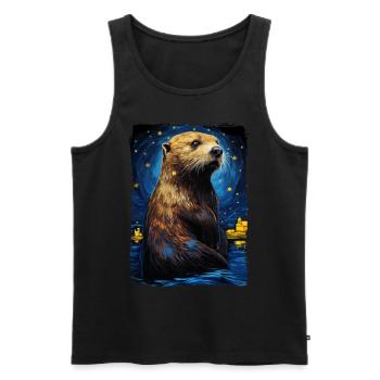 Loutre Nuit étoilée - Débardeur bio Premium Homme - noir - Devant - Michal (187cm)