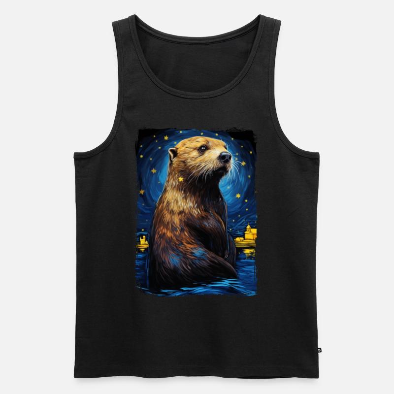 Otter Starry Night - Männer Premium Bio Tank Top - Schwarz