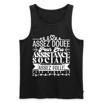 Cadeau Assistante Sociale. Parfaite Assistante. - Débardeur bio Premium Homme - noir - Devant - AI Model Male 178 light (178cm)