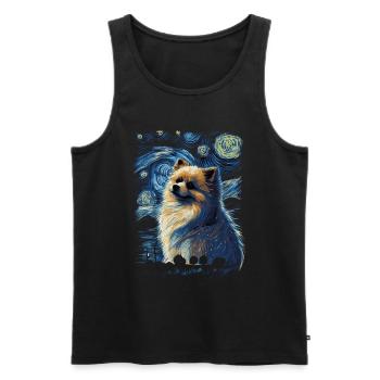 Zwergspitz Starry Night - Männer Premium Bio Tank Top - Schwarz - Vorne - AI Model Male 178 light (178cm)