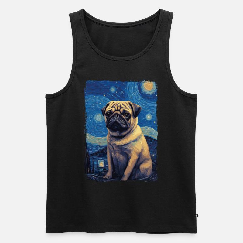 Mops Starry Night - Männer Premium Bio Tank Top - Schwarz