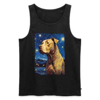 Pitbull Dog Starry Night - Men's Premium Organic Tank Top - black - Front - AI Model Male 178 light (178cm)