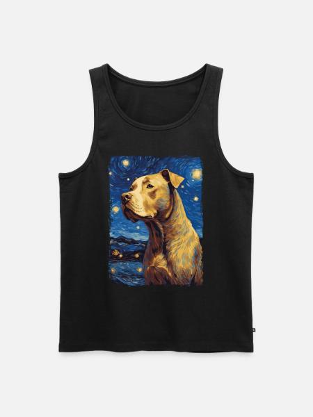 Pitbull Hund Starry Night - Männer Premium Bio Tank Top - Schwarz