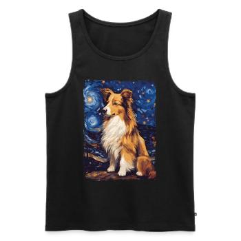 Shetland Shepherd Starry Night - Men's Premium Organic Tank Top - black - Front - Michal (187cm)