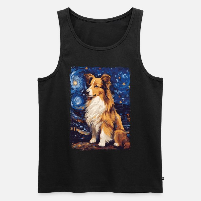 Shetland Shepherd Starry Night - Men's Premium Organic Tank Top - black