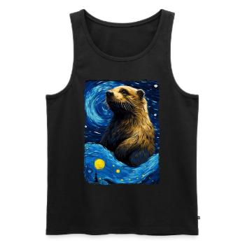 Loutre Nuit étoilée - Débardeur bio Premium Homme - noir - Devant - Michal (187cm)