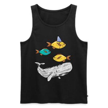 poisson, poisson, requin, mammifères marins, animaux marins, océan - Débardeur bio Premium Homme - noir - Devant - AI Model Male 178 light (178cm)