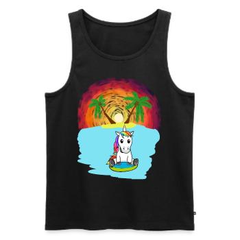 Licorne Mers du Sud Vacances Océan Île Détresse Mer Lac - Débardeur bio Premium Homme - noir - Devant - AI Model Male 178 light (178cm)