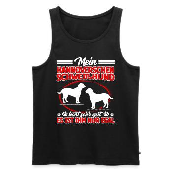 Le chien courant hanovrien entend très bien - Débardeur bio Premium Homme - noir - Devant - AI Model Male 178 light (178cm)
