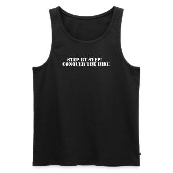 Hiking - Step by step, conquer the hike - Men's Premium Organic Tank Top - black - Front - Michal (187cm)