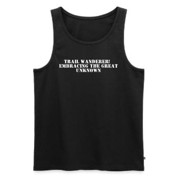 Randonnée - Trail wanderer, embrassant le grand - Débardeur bio Premium Homme - noir - Devant - AI Model Male 178 light (178cm)