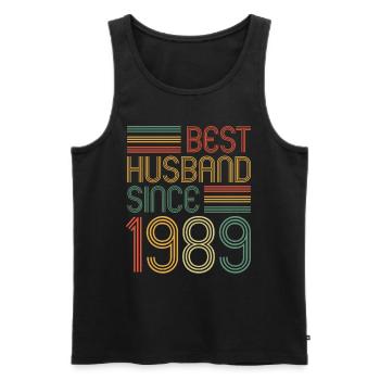 Meilleur mari depuis 1989 35e anniversaire de mariage - Débardeur bio Premium Homme - noir - Devant - AI Model Male 178 light (178cm)