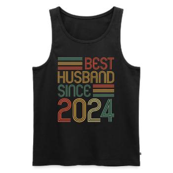 Meilleur mari depuis 2024 1er anniversaire de mariage - Débardeur bio Premium Homme - noir - Devant - Michal (187cm)