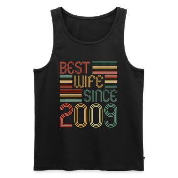 Best wife since 2009 15th wedding anniversary - Men's Premium Organic Tank Top - black - Front - Michal (187cm)