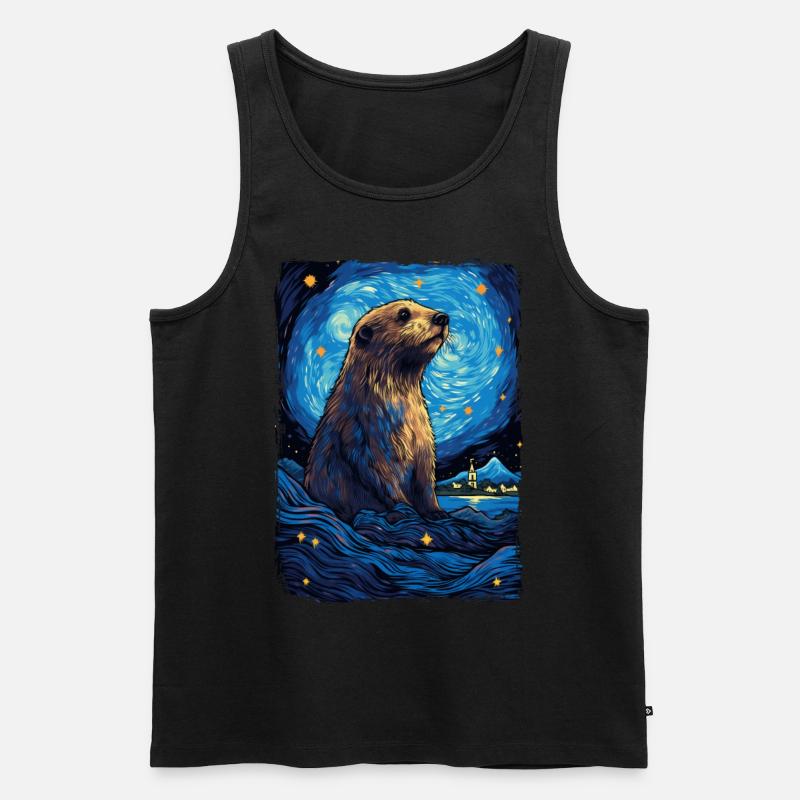 Otter Starry Night - Männer Premium Bio Tank Top - Schwarz