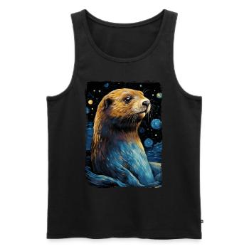 Loutre Nuit étoilée - Débardeur bio Premium Homme - noir - Devant - Michal (187cm)