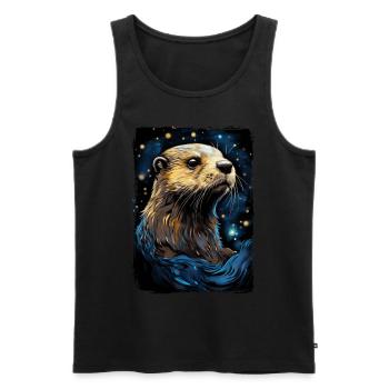 Loutre Nuit étoilée - Débardeur bio Premium Homme - noir - Devant - Michal (187cm)