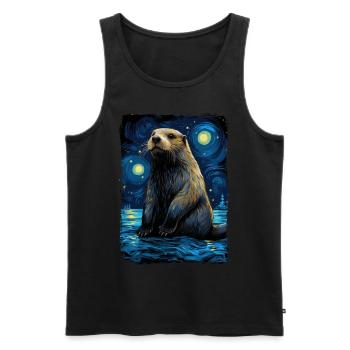 Loutre Nuit étoilée - Débardeur bio Premium Homme - noir - Devant - Michal (187cm)