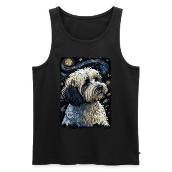 Havanese Starry Night - Men's Premium Organic Tank Top - black - Front - Michal (187cm)